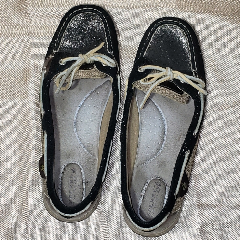 π Gorgeous Black Sparkle Sperry Top Sider - Picture 5 of 11